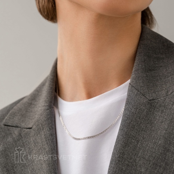 Цепь из серебра 925, плетение «Ромб двойной»